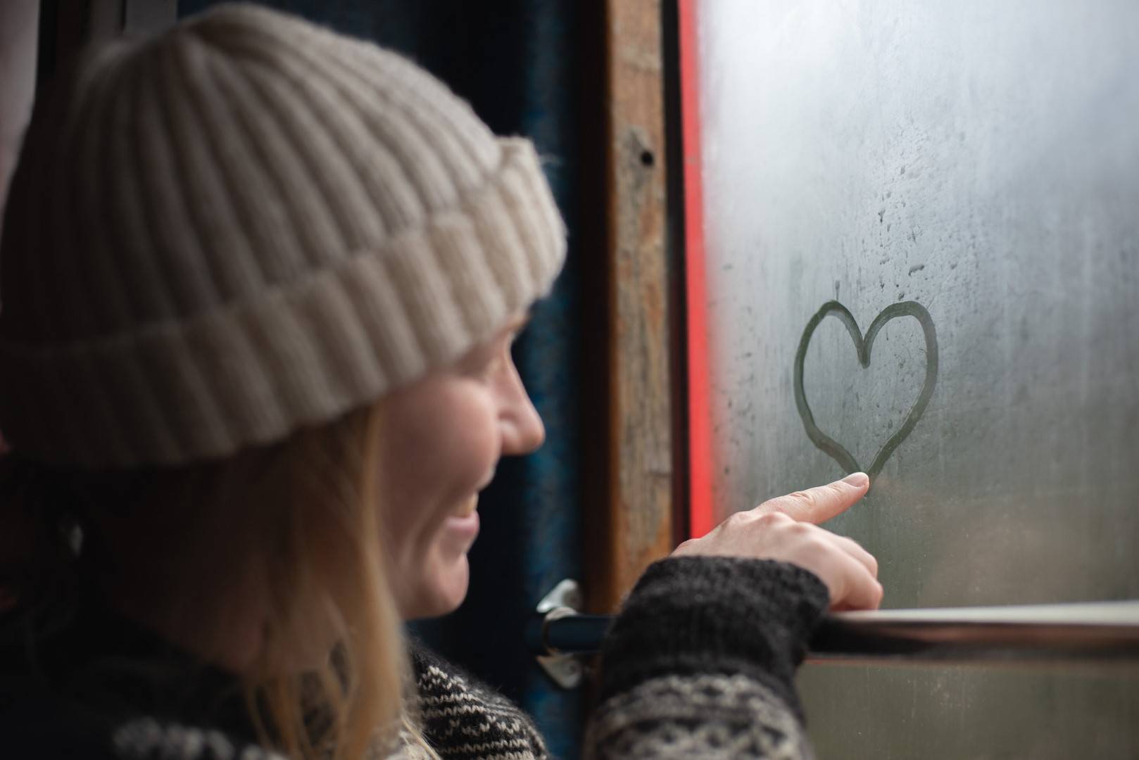 Love heart drawn on Chamonix window 